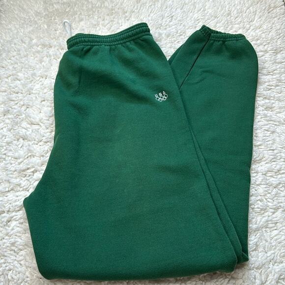 Deep Green USA Olympic Elastic Waist Sweatpants Plus Size Big and Tall Joggers - Picture 1 of 9